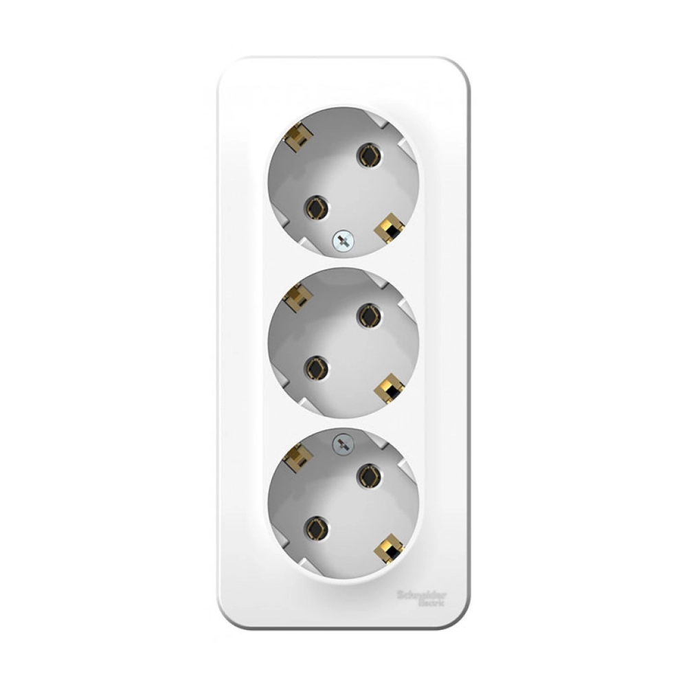 Розетка Schneider Electric Blanca BLNRA010311 3-местная с заземлением без шторки белая Розетка Schneider Electric Blanca BLNRA010311 3-местная с заземлением без шторки белая