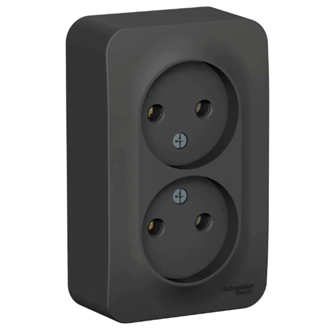 Розетка Schneider Electric Blanca BLNRA000216 2 места без заземления антрацит Розетка Schneider Electric Blanca BLNRA000216 2 места без заземления антрацит