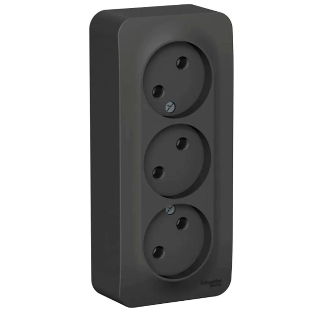 Розетка Schneider Electric Blanca BLNRA000316 3 места без заземления антрацит Розетка Schneider Electric Blanca BLNRA000316 3 места без заземления антрацит