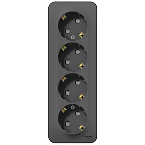 Розетка Schneider Electric Blanca BLNRA011416 4 места с заземлением со шторками антрацит