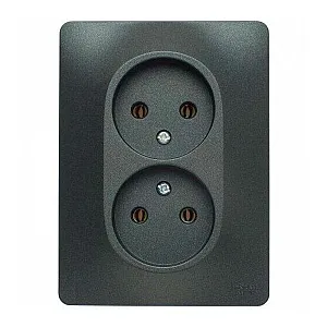 Розетка Schneider Electric Glossa GSL000720 2 места без заземления антрацит