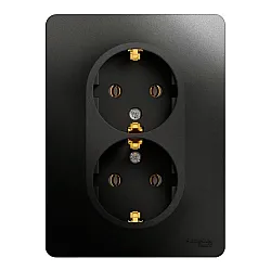 Розетка Schneider Electric Glossa 2 места с заземлением антрацит