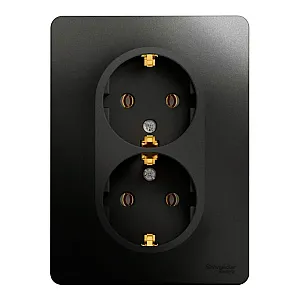 Розетка Schneider Electric Glossa 2 места с заземлением антрацит