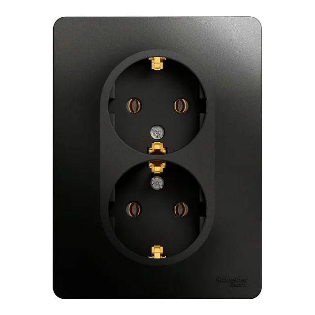 Розетка Schneider Electric Glossa 2 места с заземлением антрацит
