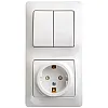 Блок Schneider Electric Glossa GSL000174 розетка с заземлением со шторками и выключатель 2 клавиши белый