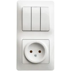 Блок Schneider Electric Glossa GSL000176 розетка и выключатель 3 клавиши белый