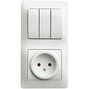 Блок Schneider Electric Glossa GSL000176 розетка и выключатель 3 клавиши белый