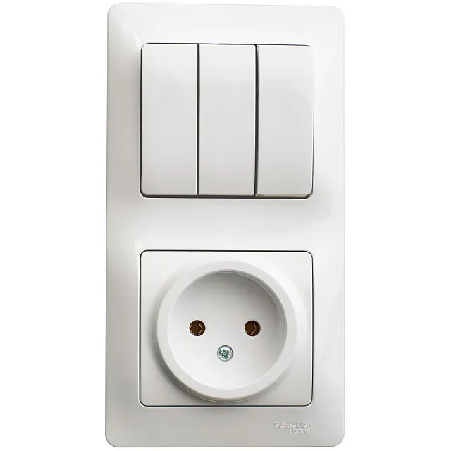 Блок Schneider Electric Glossa GSL000176 розетка и выключатель 3 клавиши белый