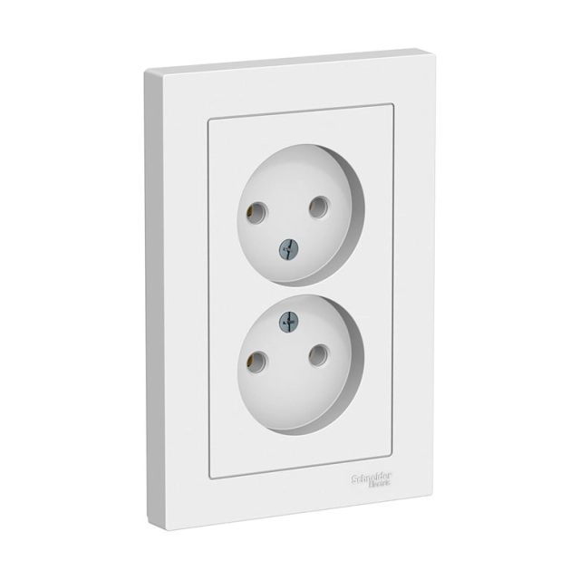 Розетка Schneider Electric AtlasDesign ATN000120 2-местная без заземления белая Розетка Schneider Electric AtlasDesign ATN000120 2-местная без заземления белая