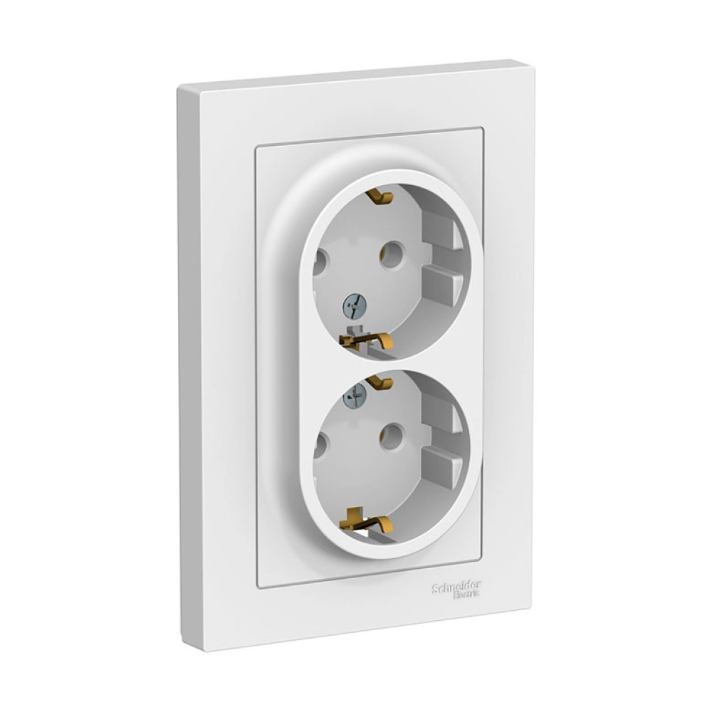 Розетка Schneider Electric AtlasDesign ATN000124 2-местная с заземлением без шторки белая Розетка Schneider Electric AtlasDesign ATN000124 2-местная с заземлением без шторки белая