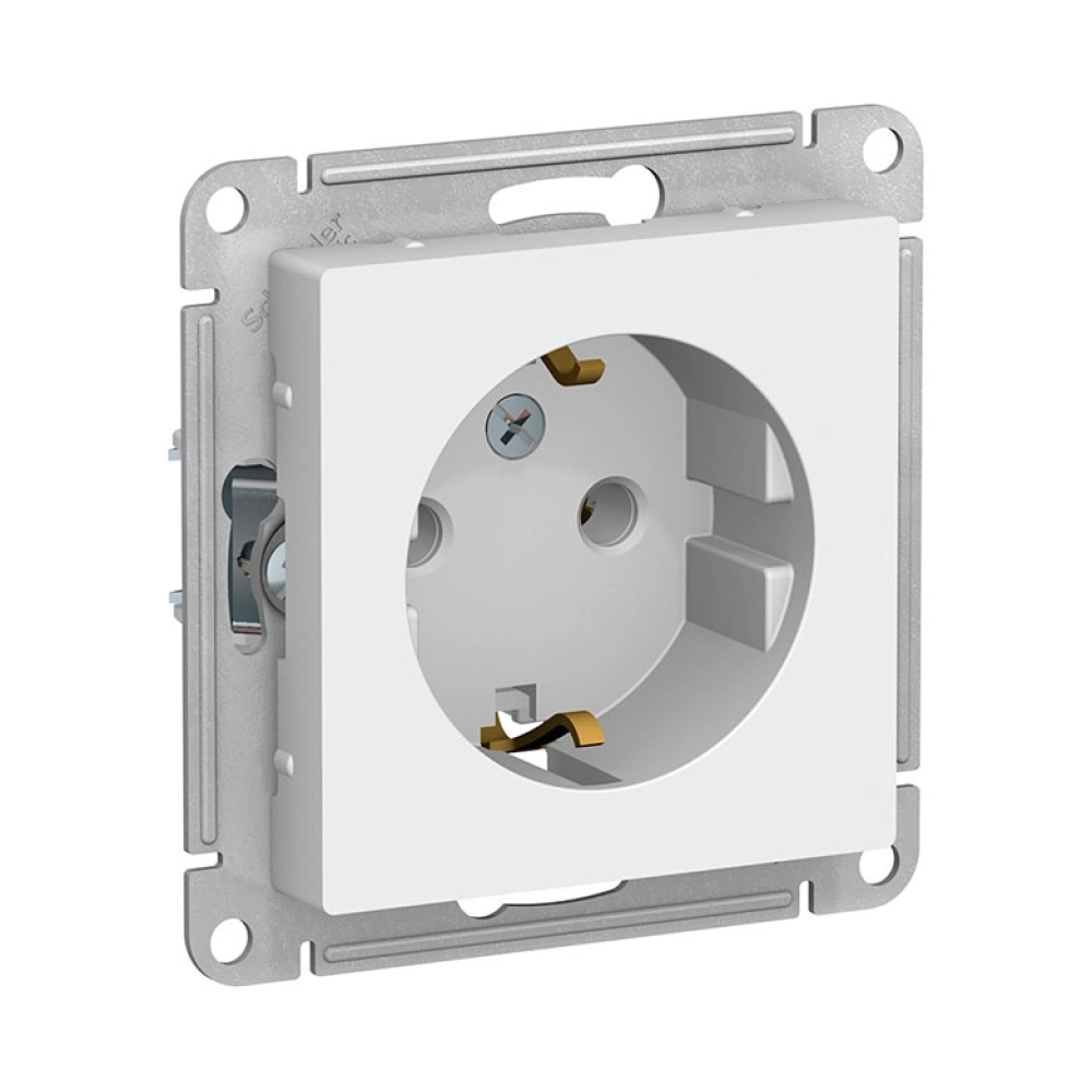 Розетка Schneider Electric AtlasDesign ATN000143 с заземлением без шторки белая Розетка Schneider Electric AtlasDesign ATN000143 с заземлением без шторки белая