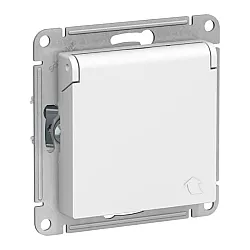 Розетка Schneider Electric AtlasDesign ATN000146 IP20 с заземлением со шторкой с крышкой белая