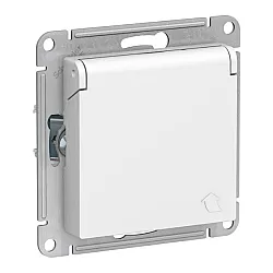 Розетка Schneider Electric AtlasDesign ATN000146 IP20 с заземлением со шторкой с крышкой белая