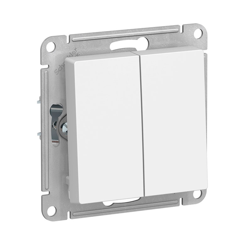 Выключатель Schneider Electric AtlasDesign ATN000151 2-клавиши белый Выключатель Schneider Electric AtlasDesign ATN000151 2-клавиши белый