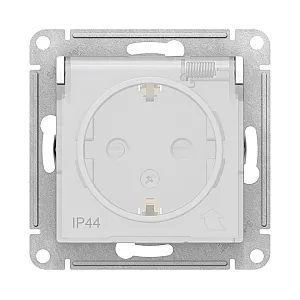 Розетка Schneider Electric AtlasDesign ATN000146 с заземлением со шторкой с крышкой белая