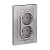 Розетка Schneider Electric AtlasDesign ATN000324 2-местная с заземлением без шторки алюминий