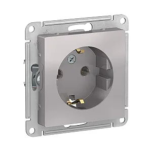 Розетка Schneider Electric AtlasDesign ATN000343 с заземлением без шторки алюминий
