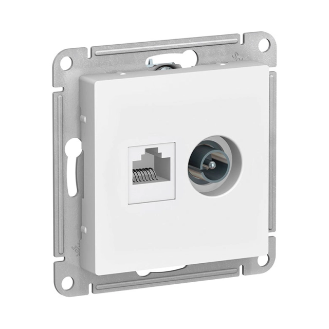 Розетка TV + компьютерная Schneider Electric AtlasDesign ATN000189 TV + RJ45 кат.5e белая Розетка TV + компьютерная Schneider Electric AtlasDesign ATN000189 TV + RJ45 кат.5e белая