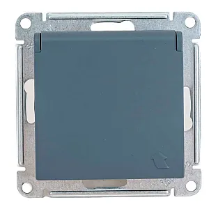 Розетка Schneider Electric AtlasDesign ATN000746 с заземлением со шторкой с крышкой грифель