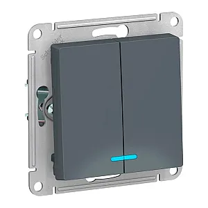 Выключатель Schneider Electric AtlasDesign ATN000753 2 клавиши с подсветкой грифель