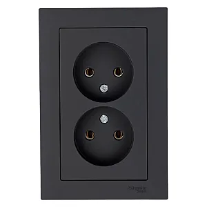 Розетка Schneider Electric AtlasDesign ATN001020 2 места без заземления карбон