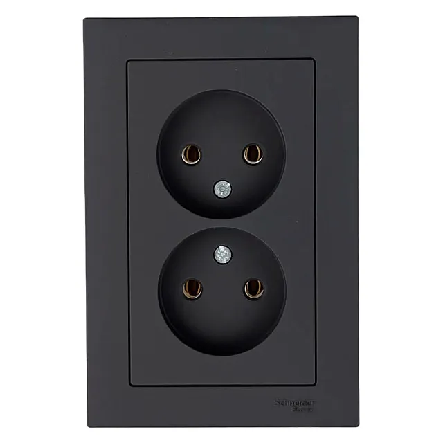 Розетка Schneider Electric AtlasDesign ATN001020 2 места без заземления карбон