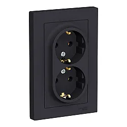 Розетка Schneider Electric AtlasDesign ATN001024 2 места с заземлением карбон