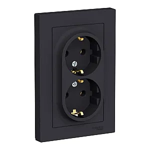 Розетка Schneider Electric AtlasDesign ATN001024 2 места с заземлением карбон