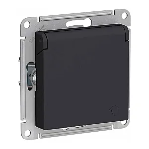 Розетка Schneider Electric AtlasDesign ATN001046 с заземлением со шторкой с крышкой карбон