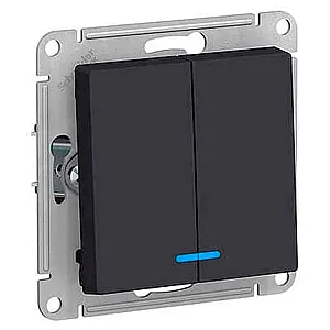 Выключатель Schneider Electric AtlasDesign ATN001053 2 клавиши с подсветкой карбон