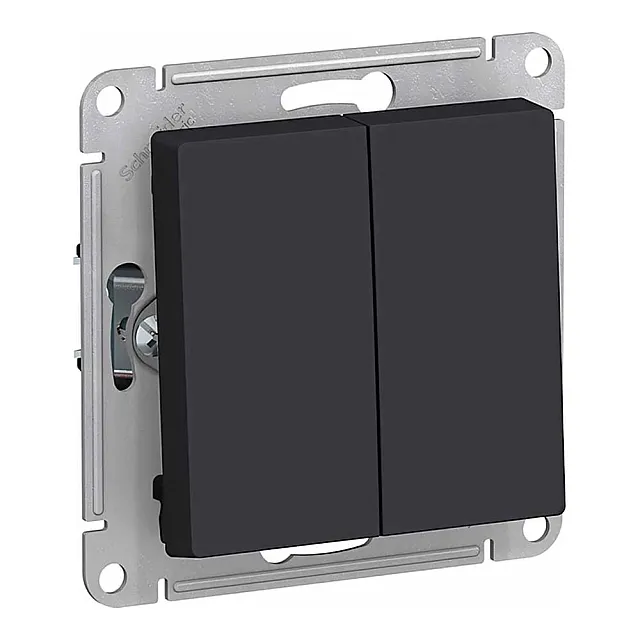 Выключатель проходной Systeme Electric AtlasDesign ATN001065 2 клавиши карбон