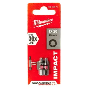 Бита TX20 Milwaukee Shockwave 4932430874 25 мм 2 шт