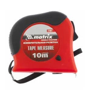 Рулетка Matrix Double fixation 31061 обрезиненный корпус двойная плавная фиксация 10 м*25 мм
