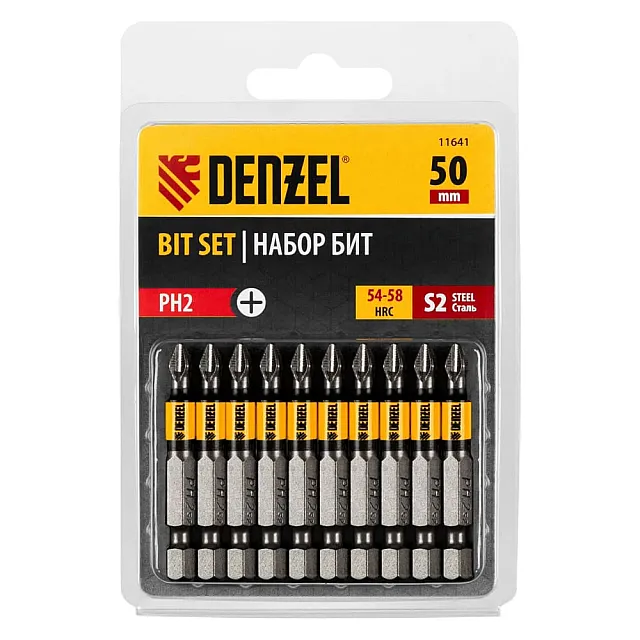 Бита Denzel 11641 PH2*50 сталь S2 круглый профиль