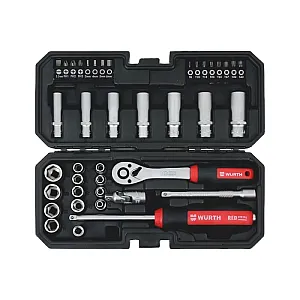 Набор головок + трещотка 1/4 Wurth Red Stripe 40 шт