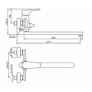 Смеситель для ванны AV Engineering AVPCK7-A278-220 серия PCK D35