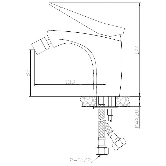 Смеситель для биде AV Engineering AVZAN2-A264-251 Lt D35