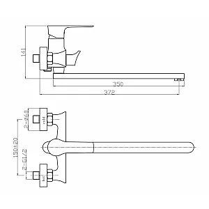 Смеситель для ванны AV Engineering AVJAR7-A236-263 серия JAR D35