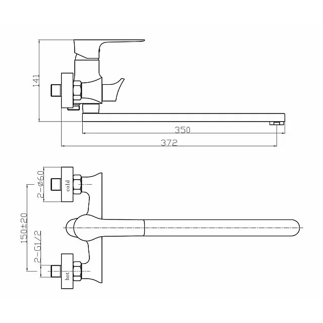 Смеситель для ванны AV Engineering AVJAR7-A236-263 серия JAR D35
