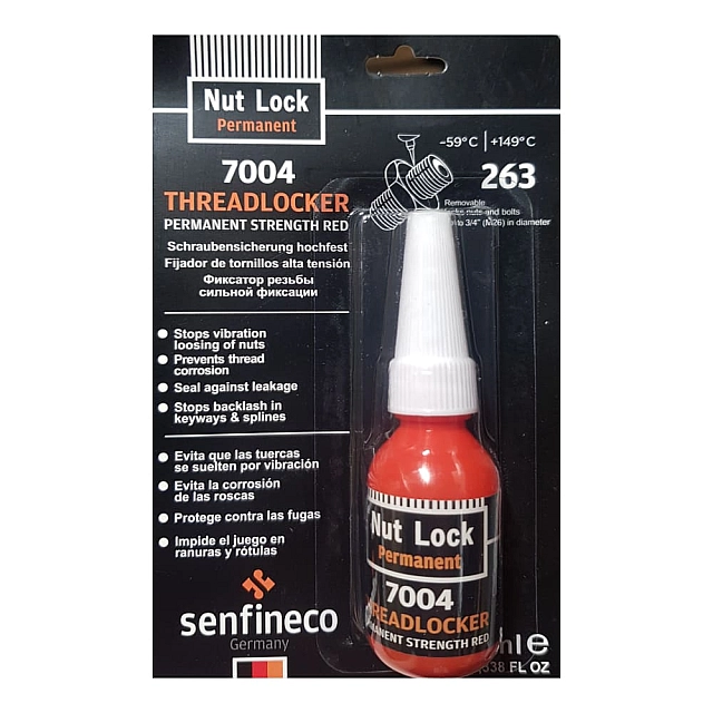 Фиксатор резьбы Senfineco Threadlocker Permanent Strength Red сильной фиксации красный10 мл