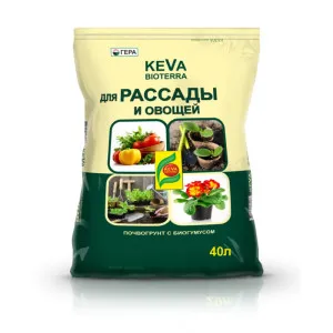 Биопочвогрунт Гера Keva Bioterra для рассады и овощей 40 л