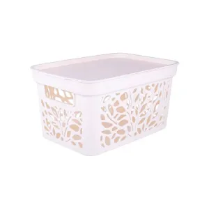 Корзина с крышкой Полимербыт Leaves 4383900 463*326*256 мм молочный 30 л