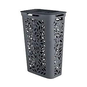 Корзина для белья Полимербыт Leaves 4348915 с разделителем серый 60 л