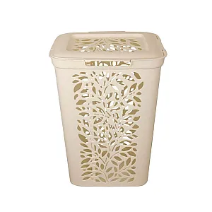 Корзина для белья Полимербыт Leaves 4348917 с разделителем молочный 60 л