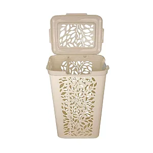Корзина для белья Полимербыт Leaves 4348917 с разделителем молочный 60 л