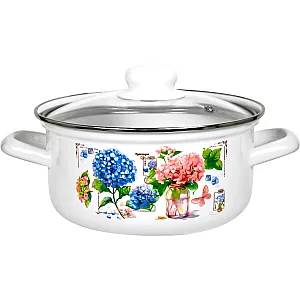 Кастрюля Лысьвенские эмали Букет гортензий С-1510 САП2/4ЭК 2 л