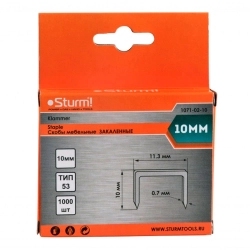Скобы Sturm 1071-02-10 тип 53 для степлера оцинкованные закаленные 10 мм 1000 шт