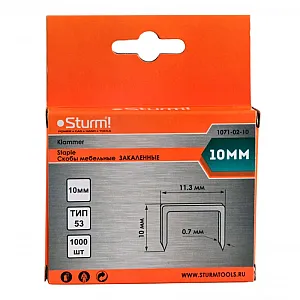 Скобы Sturm 1071-02-10 тип 53 для степлера оцинкованные закаленные 10 мм 1000 шт