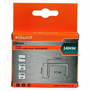 Скобы Sturm 1071-02-14 тип 53 для степлера оцинкованные закаленные 14 мм 1000 шт