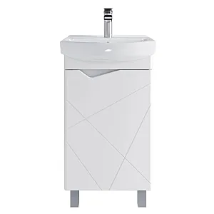 Тумба универсальная SanStar Линни 45 с раковиной Клермонт 45 комплект для ванной комнаты белая